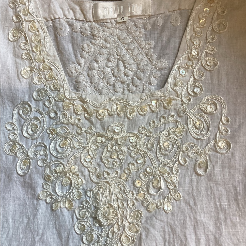 White Tara White Rayon Tunic Top - Picture 3 of 6